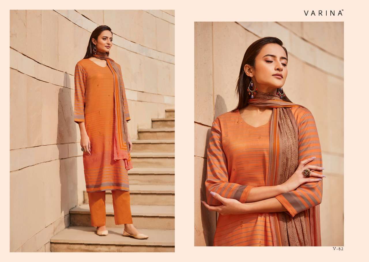 EKIYA BY VARINA 81 TO 88 SERIES BEAUTIFUL WINTER COLLECTION SUITS STYLISH FANCY COLORFUL CASUAL WEAR & ETHNIC WEAR COTTON SATIN WITH HANDWORK DRESSES AT WHOLESALE PRICE