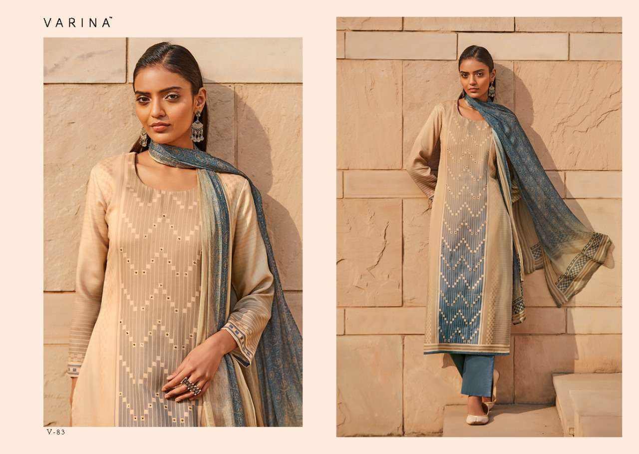 EKIYA BY VARINA 81 TO 88 SERIES BEAUTIFUL WINTER COLLECTION SUITS STYLISH FANCY COLORFUL CASUAL WEAR & ETHNIC WEAR COTTON SATIN WITH HANDWORK DRESSES AT WHOLESALE PRICE