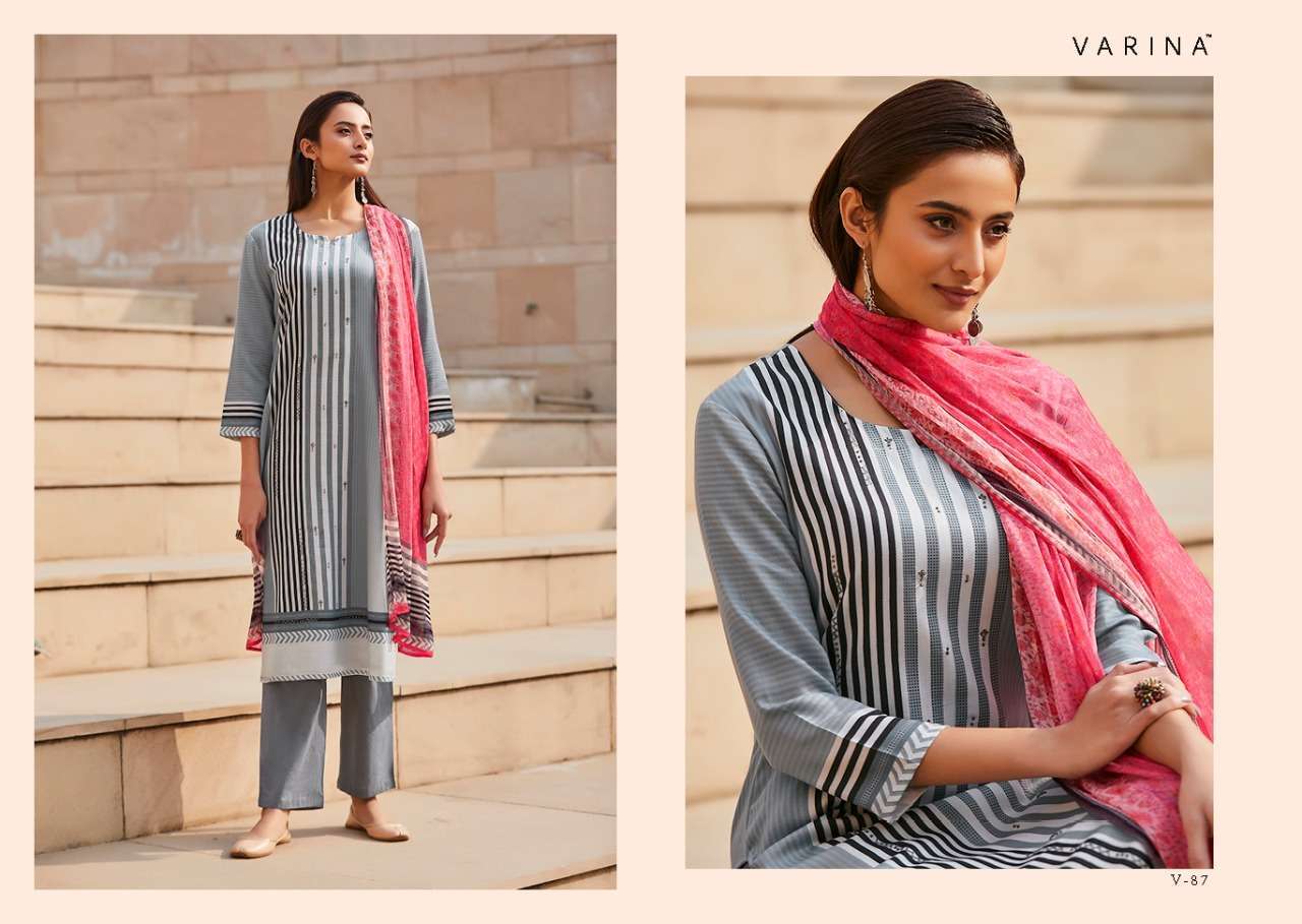 EKIYA BY VARINA 81 TO 88 SERIES BEAUTIFUL WINTER COLLECTION SUITS STYLISH FANCY COLORFUL CASUAL WEAR & ETHNIC WEAR COTTON SATIN WITH HANDWORK DRESSES AT WHOLESALE PRICE