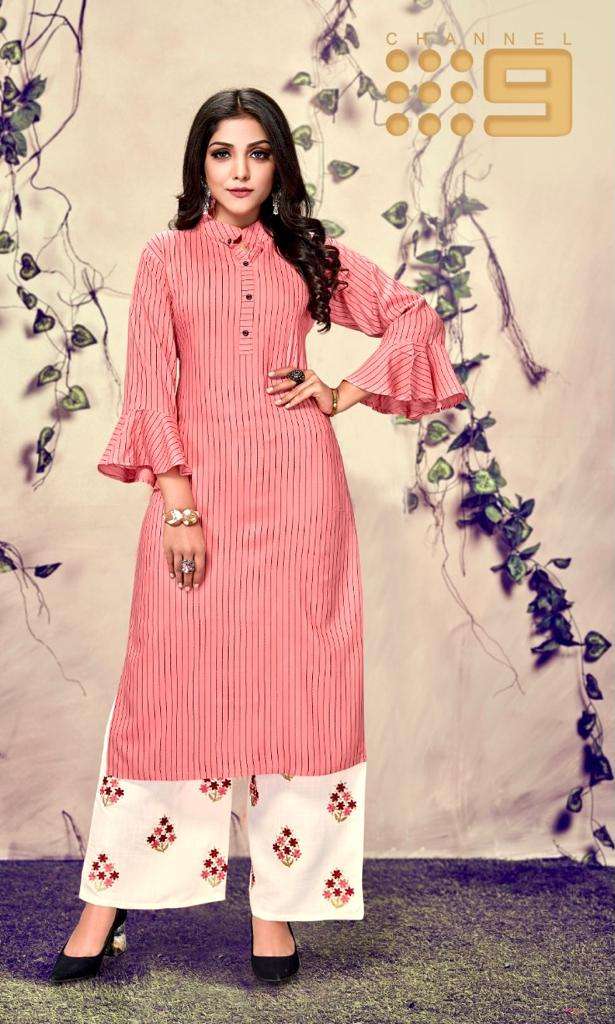 SELTOS BY C9 301 TO 304 SERIES DESIGNER STYLISH FANCY COLORFUL BEAUTIFUL PARTY WEAR & ETHNIC WEAR COLLECTION RAYON EMBROIDERY KURTIS WITH BOTTOM AT WHOLESALE PRICE