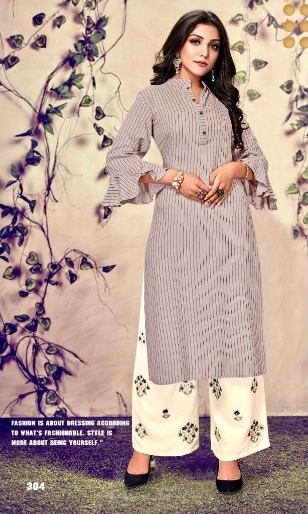 SELTOS BY C9 301 TO 304 SERIES DESIGNER STYLISH FANCY COLORFUL BEAUTIFUL PARTY WEAR & ETHNIC WEAR COLLECTION RAYON EMBROIDERY KURTIS WITH BOTTOM AT WHOLESALE PRICE