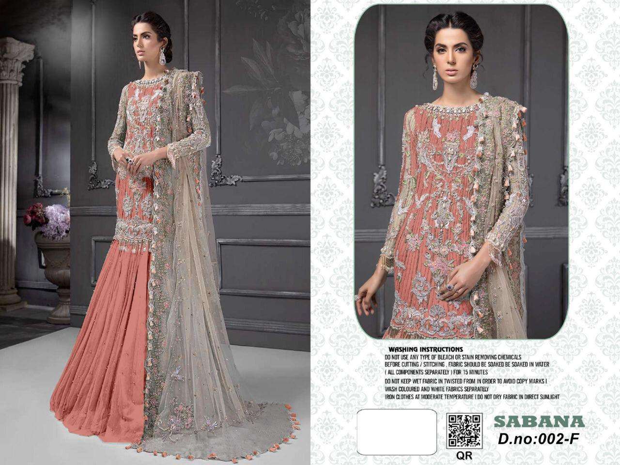 SABANA 002 COLOURS BY FASHID WHOLESALE DESIGNER PAKISTANI SUITS COLLECTION BEAUTIFUL STYLISH COLORFUL FANCY PARTY WEAR & OCCASIONAL WEAR NET WITH EMBROIDERY DRESSES AT WHOLESALE PRICE