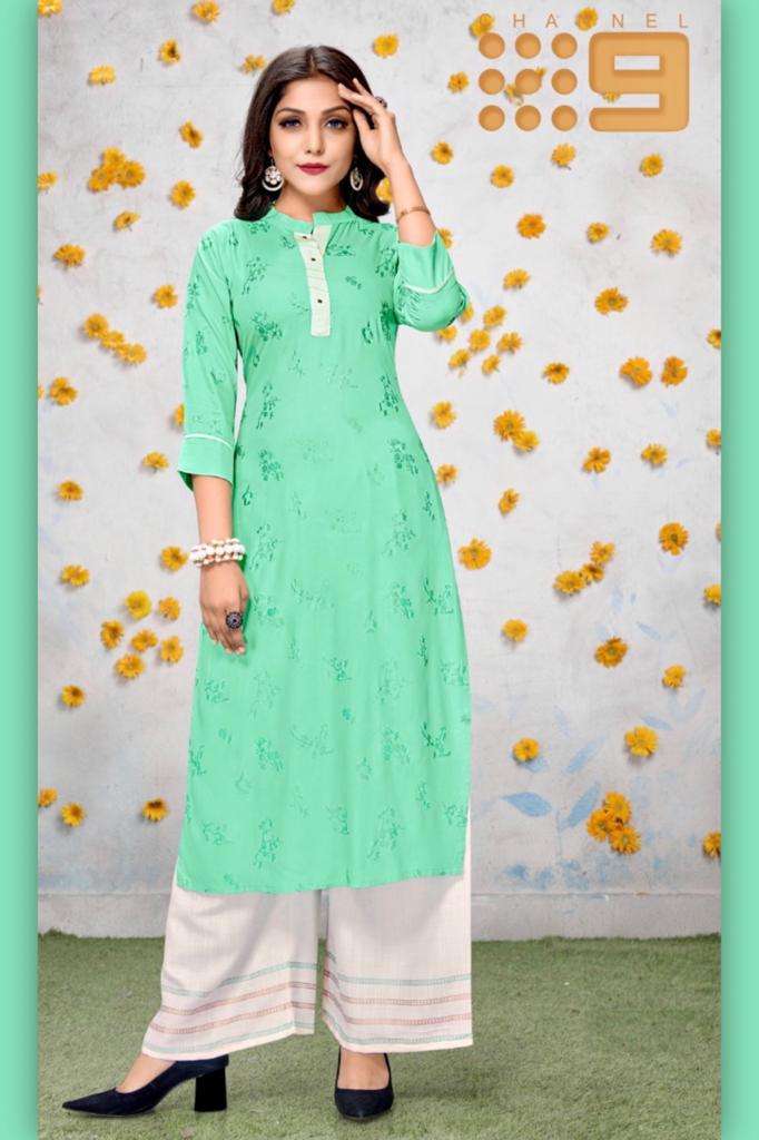 SHIRIN BY C9 01 TO 04 SERIES DESIGNER STYLISH FANCY COLORFUL BEAUTIFUL PARTY WEAR & ETHNIC WEAR COLLECTION RAYON KURTIS WITH BOTTOM AT WHOLESALE PRICE