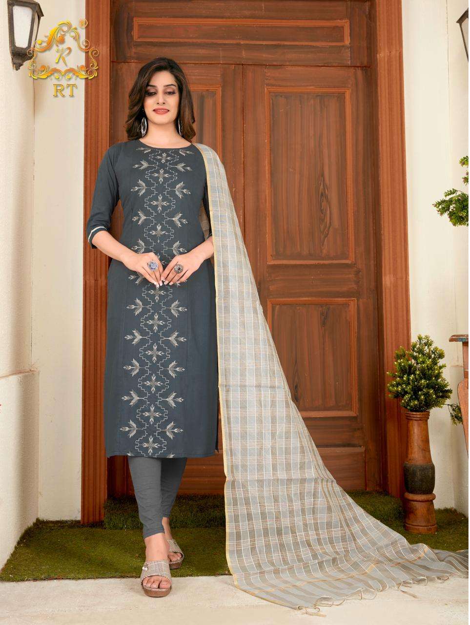 NARI VOL-11 BY RT 1066 TO 1071 SERIES STYLISH FANCY COLORFUL COLLECTION CASUAL WEAR & ETHNIC WEAR RAYON SLUB KURTIS WITH DUPATTA AT WHOLESALE PRICE