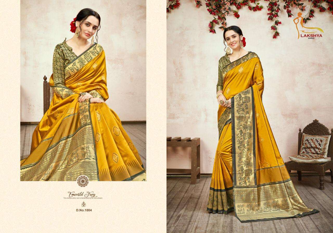 ROYAL SILK VOL-1 BY LAKSHYA 1001 TO 1004 SERIES INDIAN TRADITIONAL WEAR COLLECTION BEAUTIFUL STYLISH FANCY COLORFUL PARTY WEAR & OCCASIONAL WEAR BANARASI SILK SAREES AT WHOLESALE PRICE
