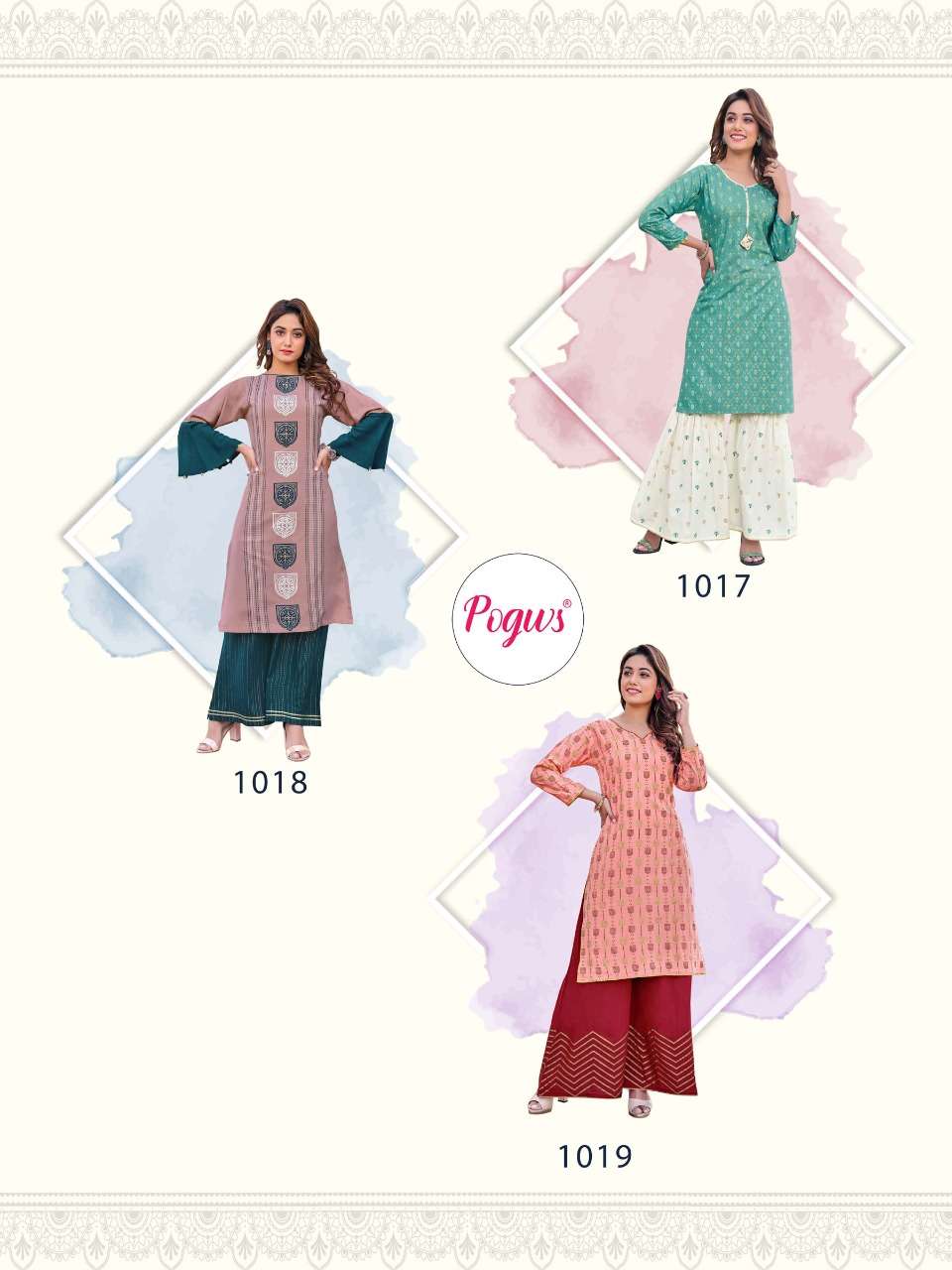 PRIVIVAH VOL-1 BY POGWS 1014 TO 1019 SERIES BEAUTIFUL STYLISH FANCY COLORFUL CASUAL WEAR & ETHNIC WEAR HEAVY RAYON PRINT KURTIS WITH BOTTOM AT WHOLESALE PRICE