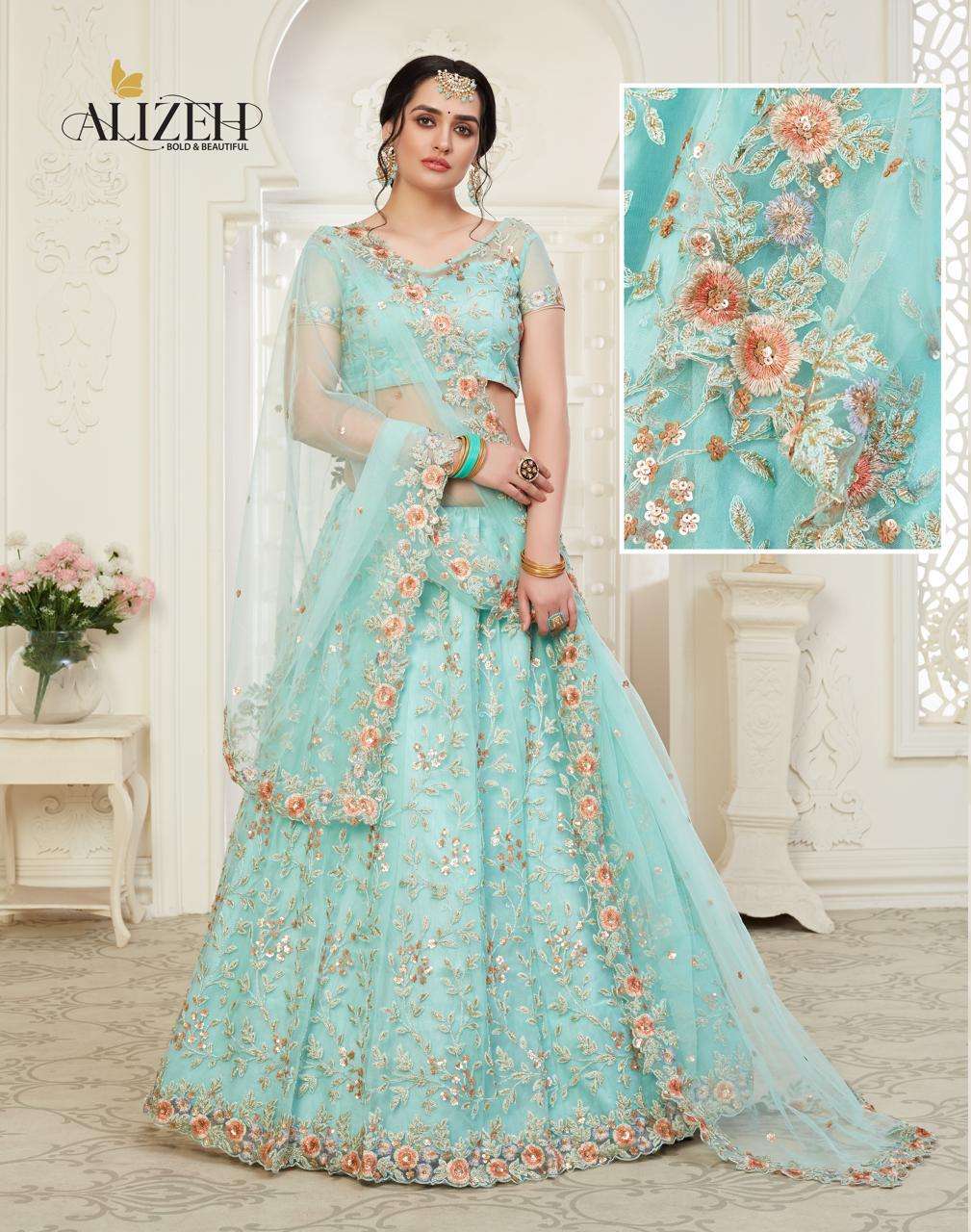 ENGAGEMENT COLOUR PLUS BY ALIZEH DESIGNER BEAUTIFUL NAVRATRI COLLECTION OCCASIONAL WEAR & PARTY WEAR FANCY LEHENGAS AT WHOLESALE PRICE