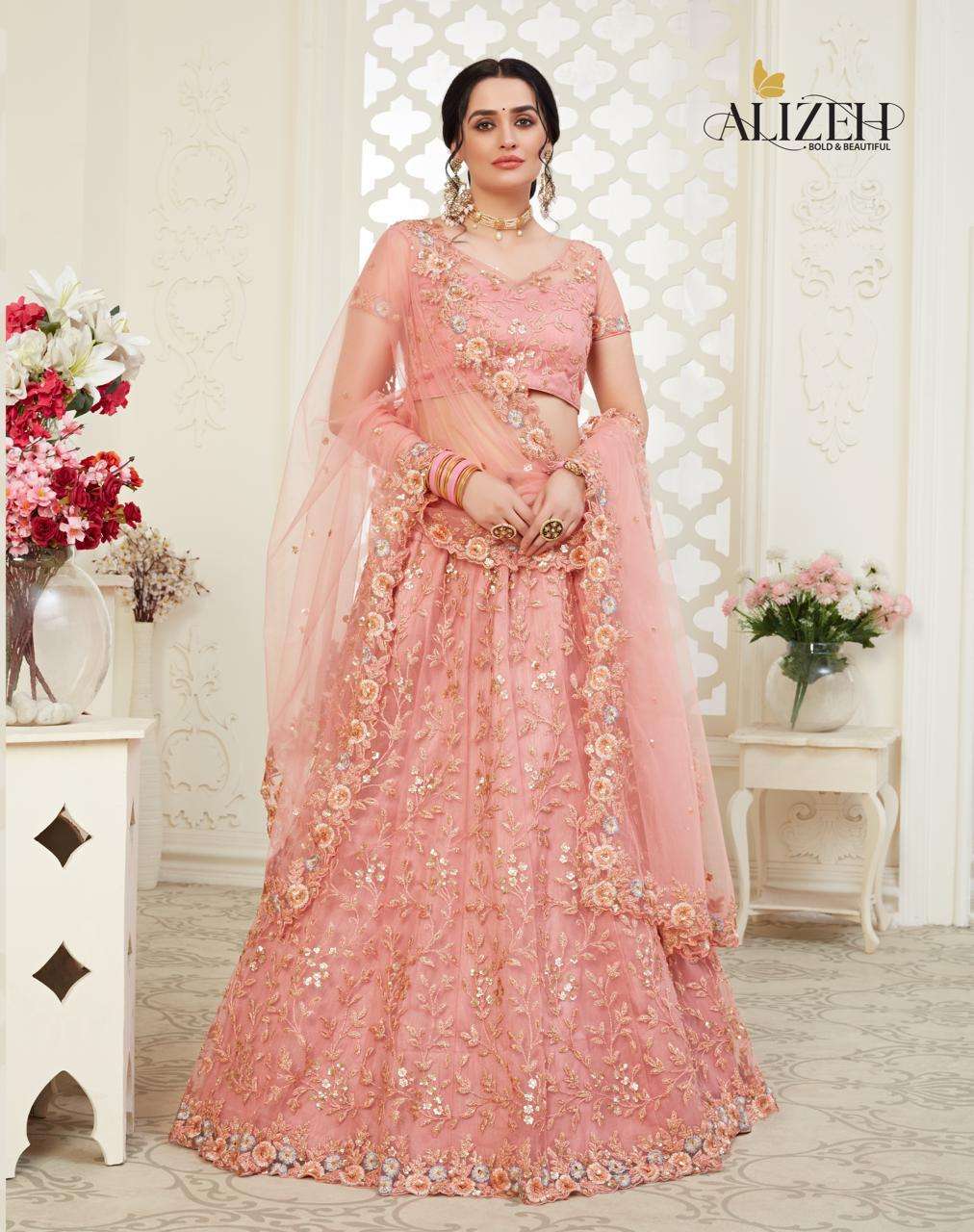 ENGAGEMENT COLOUR PLUS BY ALIZEH DESIGNER BEAUTIFUL NAVRATRI COLLECTION OCCASIONAL WEAR & PARTY WEAR FANCY LEHENGAS AT WHOLESALE PRICE