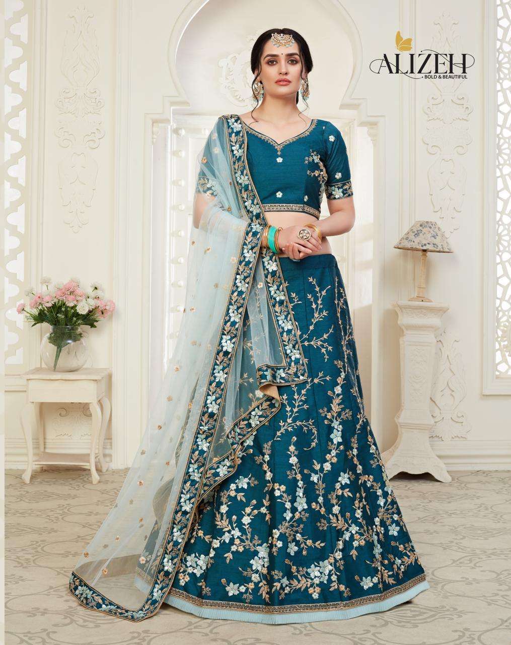 ENGAGEMENT COLOUR PLUS BY ALIZEH DESIGNER BEAUTIFUL NAVRATRI COLLECTION OCCASIONAL WEAR & PARTY WEAR FANCY LEHENGAS AT WHOLESALE PRICE