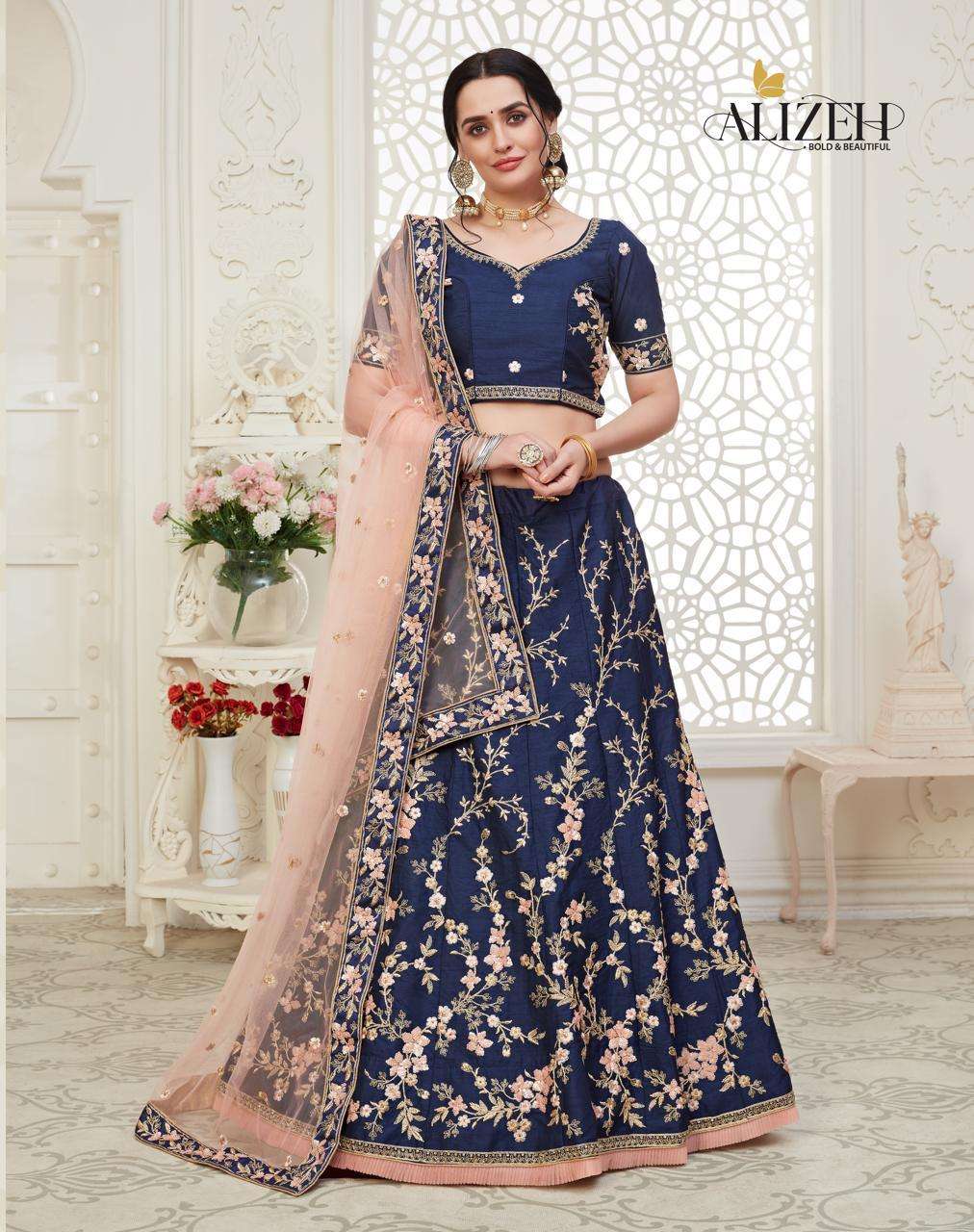 ENGAGEMENT COLOUR PLUS BY ALIZEH DESIGNER BEAUTIFUL NAVRATRI COLLECTION OCCASIONAL WEAR & PARTY WEAR FANCY LEHENGAS AT WHOLESALE PRICE