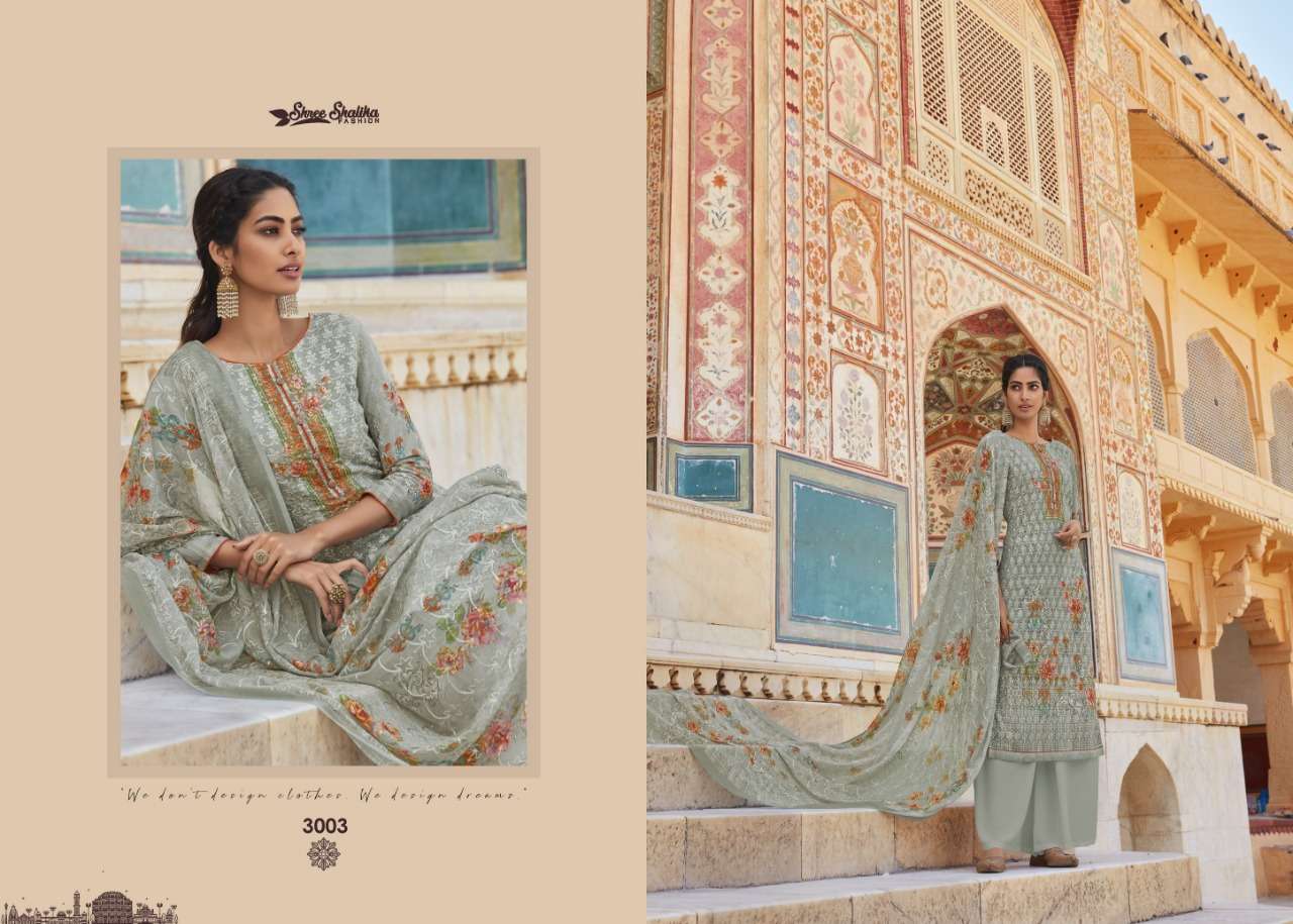 SHALIKA VOL-66 BY SHREE SHALIKA FASHION 3001 TO 3008 SERIES BEAUTIFUL STYLISH SUITS FANCY COLORFUL CASUAL WEAR & ETHNIC WEAR & READY TO WEAR GEORGETTE DIGITAL PRINT WITH WORK DRESSES AT WHOLESALE PRICE