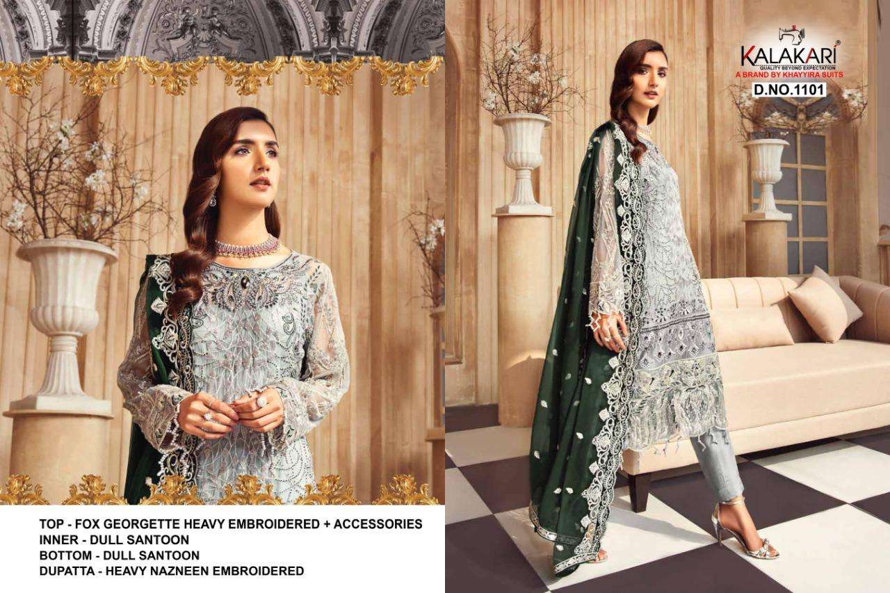 ZEENAT BY KALAKARI 1101 TO 1104 SERIES DESIGNER PAKISTANI SUITS BEAUTIFUL FANCY STYLISH COLORFUL PARTY WEAR & OCCASIONAL WEAR FAUX GEORGETTE WITH EMBROIDERY DRESSES AT WHOLESALE PRICE