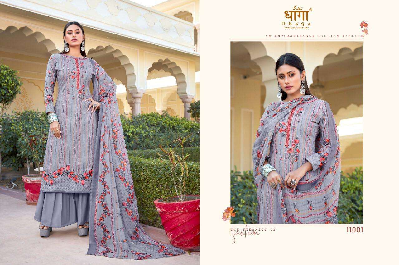 JAMDANI BY DHAGA 11001 TO 11006 SERIES BEAUTIFUL WINTER COLLECTION SUITS STYLISH FANCY COLORFUL CASUAL WEAR & ETHNIC WEAR PURE CAMBRIC COTTON DIGITAL PRINT WITH EMBROIDERY DRESSES AT WHOLESALE PRICE