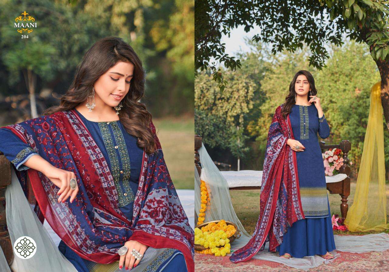 MAANI VOL-2 BY LAVINA 201 TO 208 SERIES BEAUTIFUL SUITS STYLISH FANCY COLORFUL PARTY WEAR & OCCASIONAL WEAR PURE COTTON EMBROIDERED DRESSES AT WHOLESALE PRICE