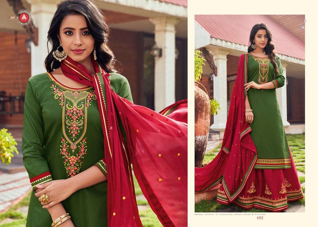 KALYANI BY TRIPLE AAA 491 TO 496 SERIES BEAUTIFUL PATIYALA SUITS STYLISH FANCY COLORFUL PARTY WEAR & OCCASIONAL WEAR JAM SILK WITH EMBROIDERY DRESSES AT WHOLESALE PRICE
