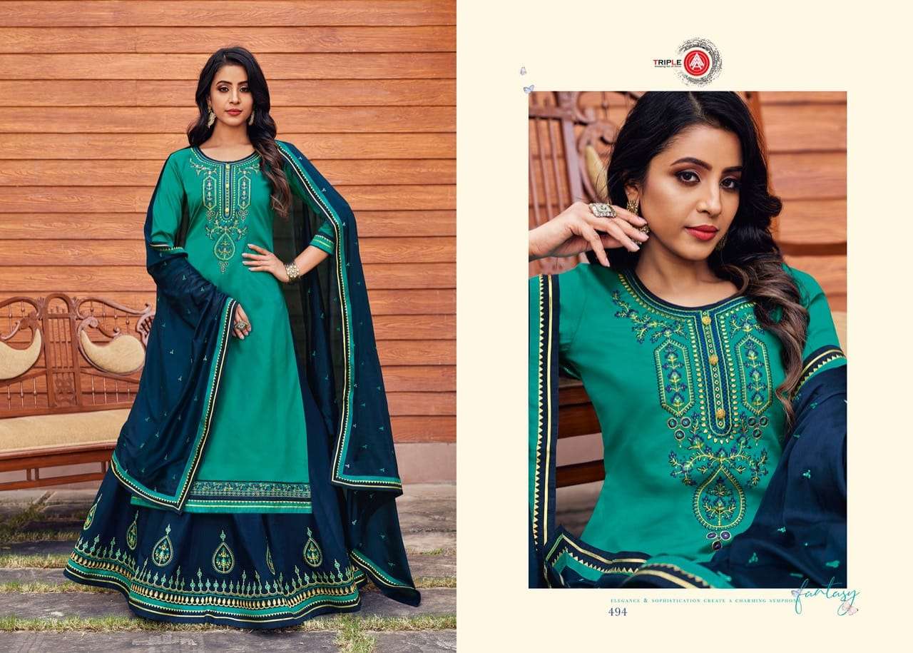 KALYANI BY TRIPLE AAA 491 TO 496 SERIES BEAUTIFUL PATIYALA SUITS STYLISH FANCY COLORFUL PARTY WEAR & OCCASIONAL WEAR JAM SILK WITH EMBROIDERY DRESSES AT WHOLESALE PRICE