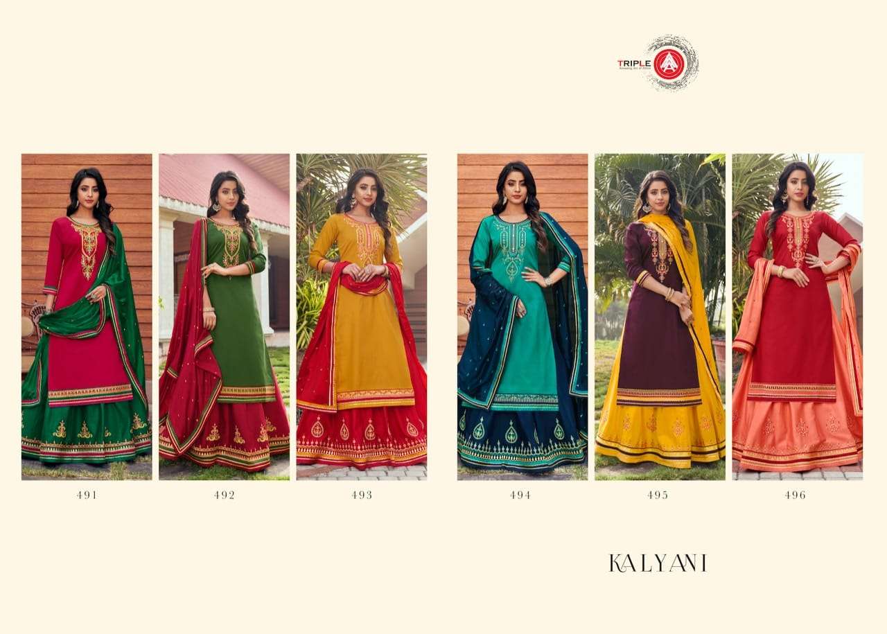 KALYANI BY TRIPLE AAA 491 TO 496 SERIES BEAUTIFUL PATIYALA SUITS STYLISH FANCY COLORFUL PARTY WEAR & OCCASIONAL WEAR JAM SILK WITH EMBROIDERY DRESSES AT WHOLESALE PRICE