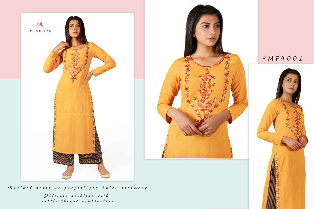 GULMOHAR VOL-2 BY MESMORA 4000 TO 4010 SERIES DESIGNER STYLISH FANCY COLORFUL BEAUTIFUL PARTY WEAR & ETHNIC WEAR COLLECTION PURE KHADI EMBROIDERY KURTIS WITH BOTTOM AT WHOLESALE PRICE