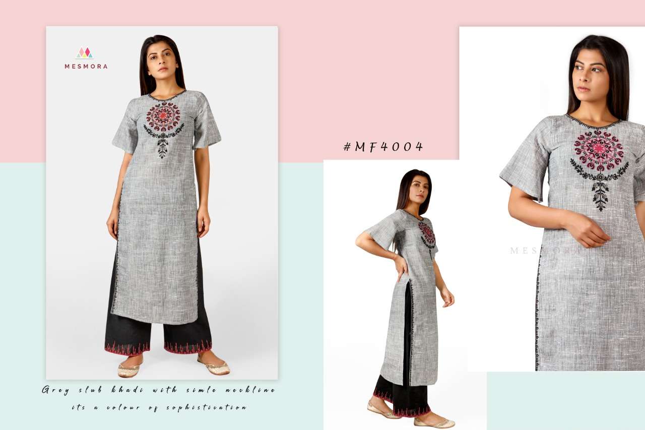GULMOHAR VOL-2 BY MESMORA 4000 TO 4010 SERIES DESIGNER STYLISH FANCY COLORFUL BEAUTIFUL PARTY WEAR & ETHNIC WEAR COLLECTION PURE KHADI EMBROIDERY KURTIS WITH BOTTOM AT WHOLESALE PRICE