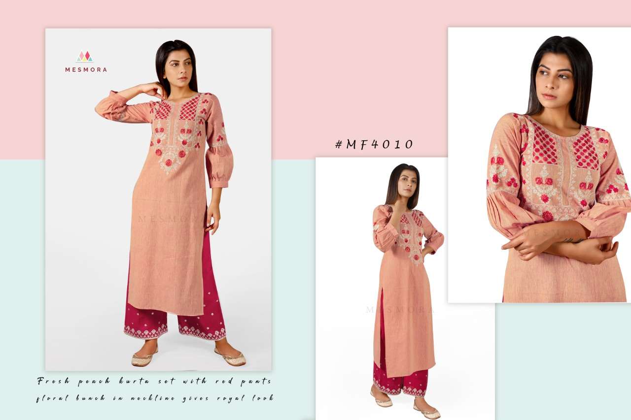 GULMOHAR VOL-2 BY MESMORA 4000 TO 4010 SERIES DESIGNER STYLISH FANCY COLORFUL BEAUTIFUL PARTY WEAR & ETHNIC WEAR COLLECTION PURE KHADI EMBROIDERY KURTIS WITH BOTTOM AT WHOLESALE PRICE