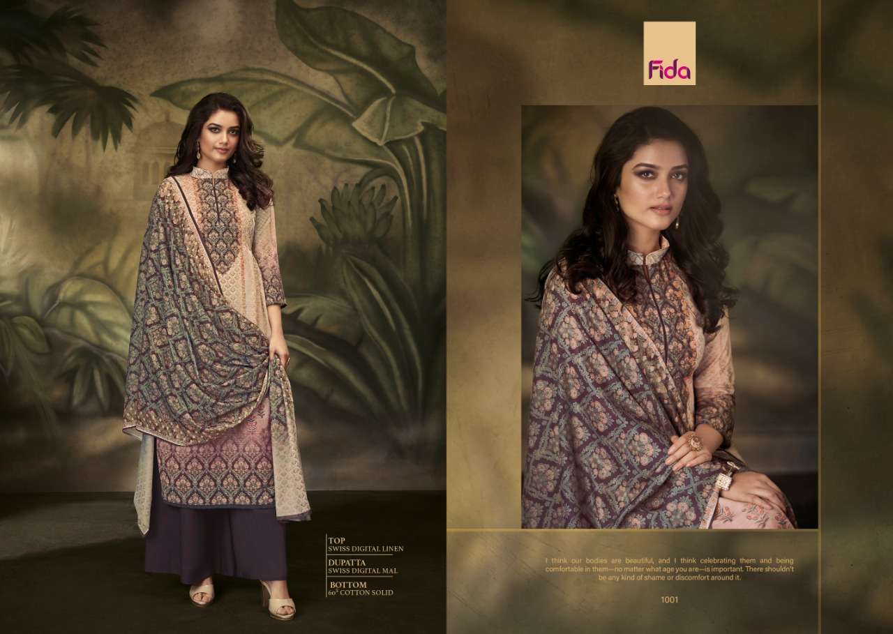 IVANA BY FIDA 1001 TO 1006 SERIES DESIGNER SUITS COLLECTION BEAUTIFUL STYLISH FANCY COLORFUL PARTY WEAR & OCCASIONAL WEAR SWISS DIGITAL LINEN DRESSES AT WHOLESALE PRICE