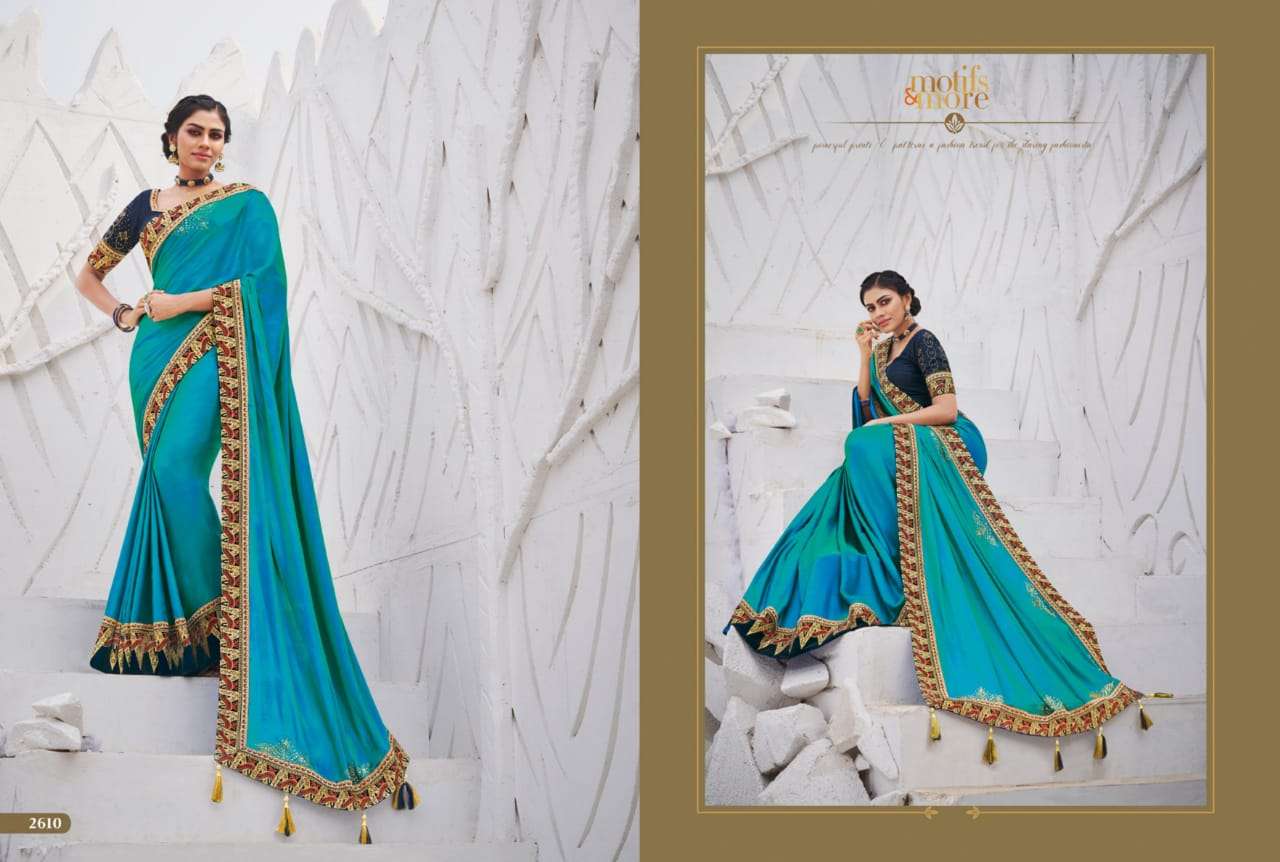 M AND M VOL-14 BY MOTIFS AND MORE INDIAN TRADITIONAL WEAR COLLECTION BEAUTIFUL STYLISH FANCY COLORFUL PARTY WEAR & OCCASIONAL WEAR SATIN GEORGETTE SAREES AT WHOLESALE PRICE