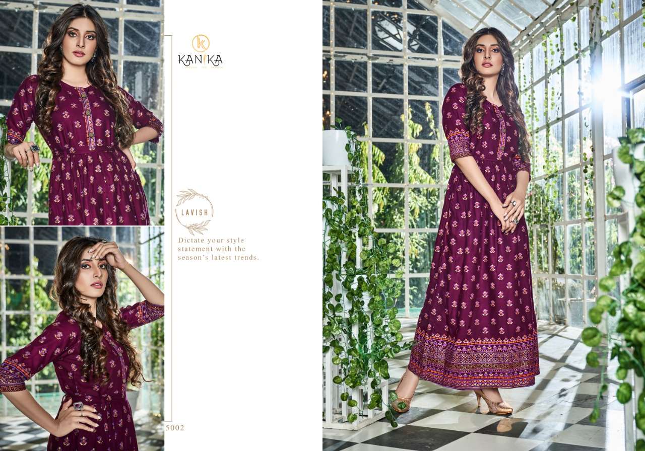 AAROHI BY KANIKA 5001 TO 5006 SERIES BEAUTIFUL SUITS STYLISH FANCY COLORFUL CASUAL WEAR & ETHNIC WEAR RAYON PRINTED GOWNS AT WHOLESALE PRICE