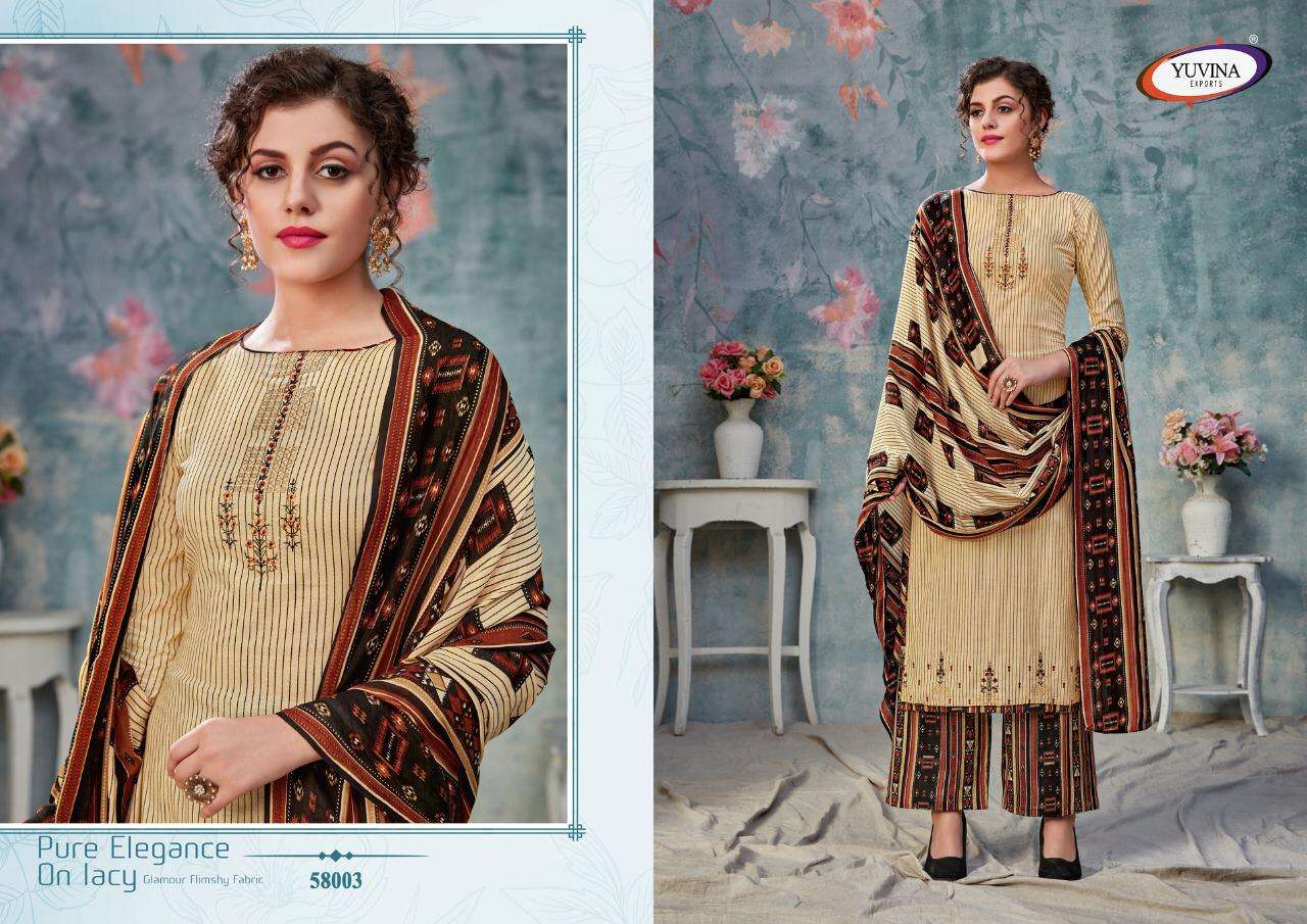 EVANKA BY YUVINA EXPORTS 58001 TO 58008 SERIES BEAUTIFUL SUITS COLORFUL STYLISH FANCY CASUAL WEAR & ETHNIC WEAR PURE COTTON EMBROIDERED DRESSES AT WHOLESALE PRICE