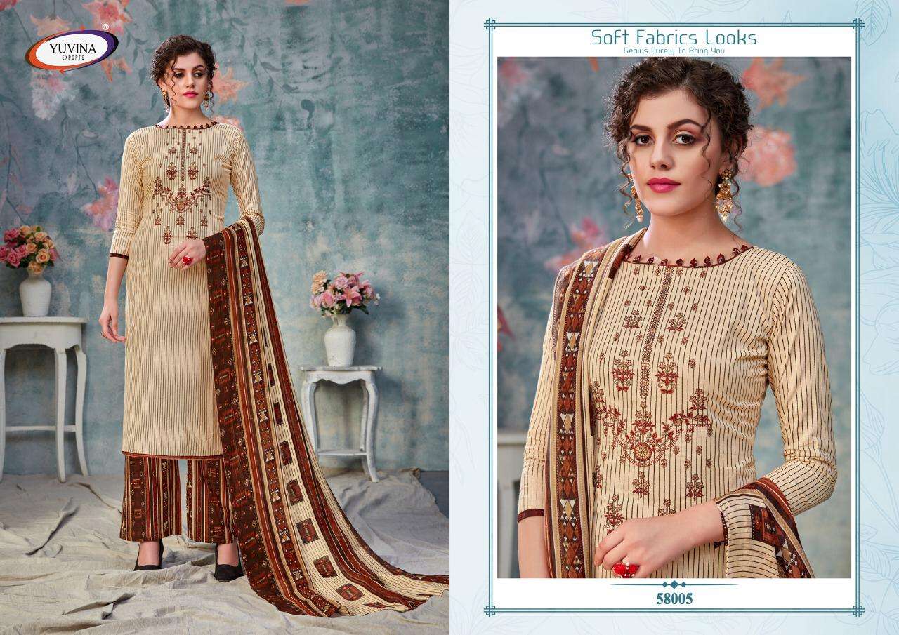 EVANKA BY YUVINA EXPORTS 58001 TO 58008 SERIES BEAUTIFUL SUITS COLORFUL STYLISH FANCY CASUAL WEAR & ETHNIC WEAR PURE COTTON EMBROIDERED DRESSES AT WHOLESALE PRICE