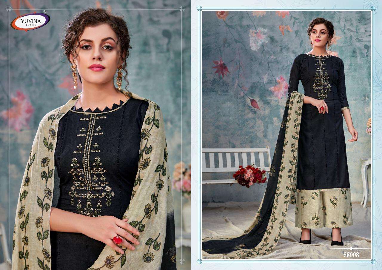 EVANKA BY YUVINA EXPORTS 58001 TO 58008 SERIES BEAUTIFUL SUITS COLORFUL STYLISH FANCY CASUAL WEAR & ETHNIC WEAR PURE COTTON EMBROIDERED DRESSES AT WHOLESALE PRICE