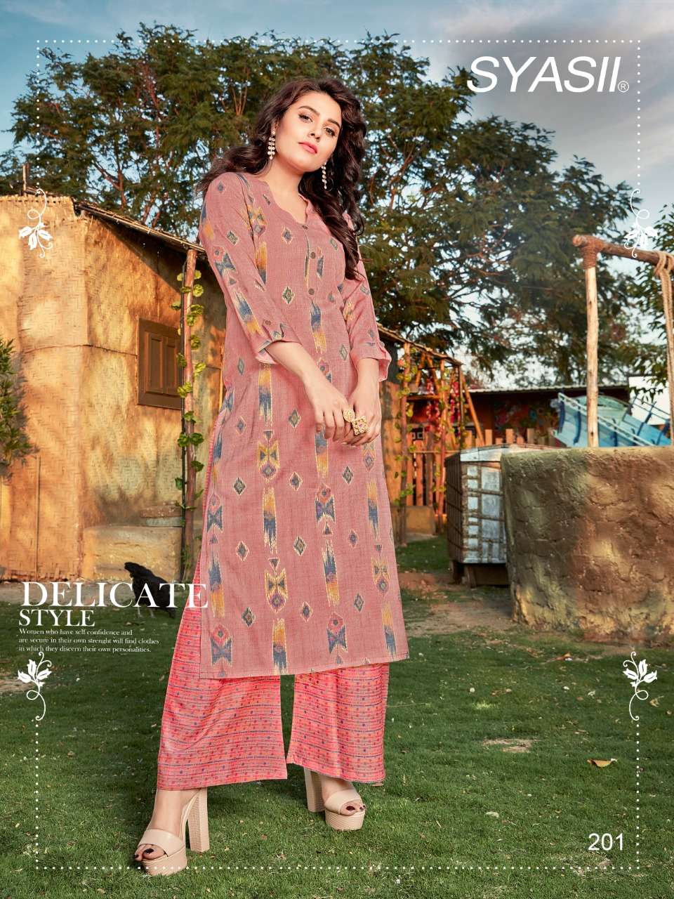 CULTURE VOL-2 BY SYASII 201 TO 204 SERIES DESIGNER STYLISH FANCY COLORFUL BEAUTIFUL PARTY WEAR & ETHNIC WEAR COLLECTION RAYON FOIL PRINT KURTIS WITH BOTTOM AT WHOLESALE PRICE