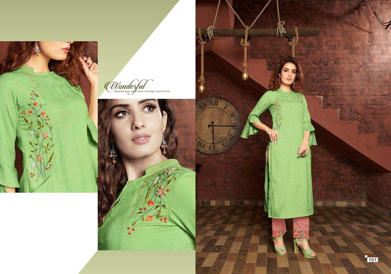 COLOURS BY VIVILS PRINTS 101 TO 107 SERIES DESIGNER STYLISH FANCY COLORFUL BEAUTIFUL PARTY WEAR & ETHNIC WEAR COLLECTION PURE COTTON KURTIS WITH BOTTOM AT WHOLESALE PRICE
