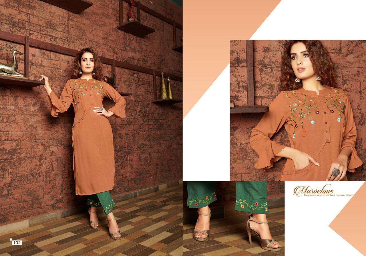 COLOURS BY VIVILS PRINTS 101 TO 107 SERIES DESIGNER STYLISH FANCY COLORFUL BEAUTIFUL PARTY WEAR & ETHNIC WEAR COLLECTION PURE COTTON KURTIS WITH BOTTOM AT WHOLESALE PRICE