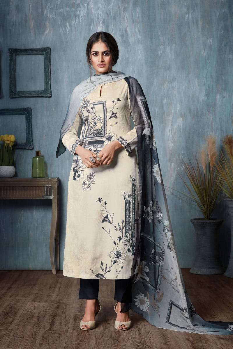 SHAHI POSHAK BY SAHIBA FABRICS BEAUTIFUL SUITS COLORFUL STYLISH FANCY CASUAL WEAR & ETHNIC WEAR COTTON SATIN PRINT WITH MIRROR WORK DRESSES AT WHOLESALE PRICE