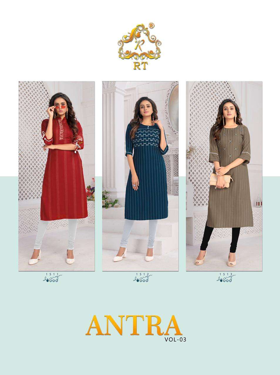 ANTRA VOL-3 BY RT 1511 TO 1516 SERIES BEAUTIFUL STYLISH SHARARA SUITS FANCY COLORFUL CASUAL WEAR & ETHNIC WEAR & READY TO WEAR RAYON EMBROIDERED KURTIS AT WHOLESALE PRICE