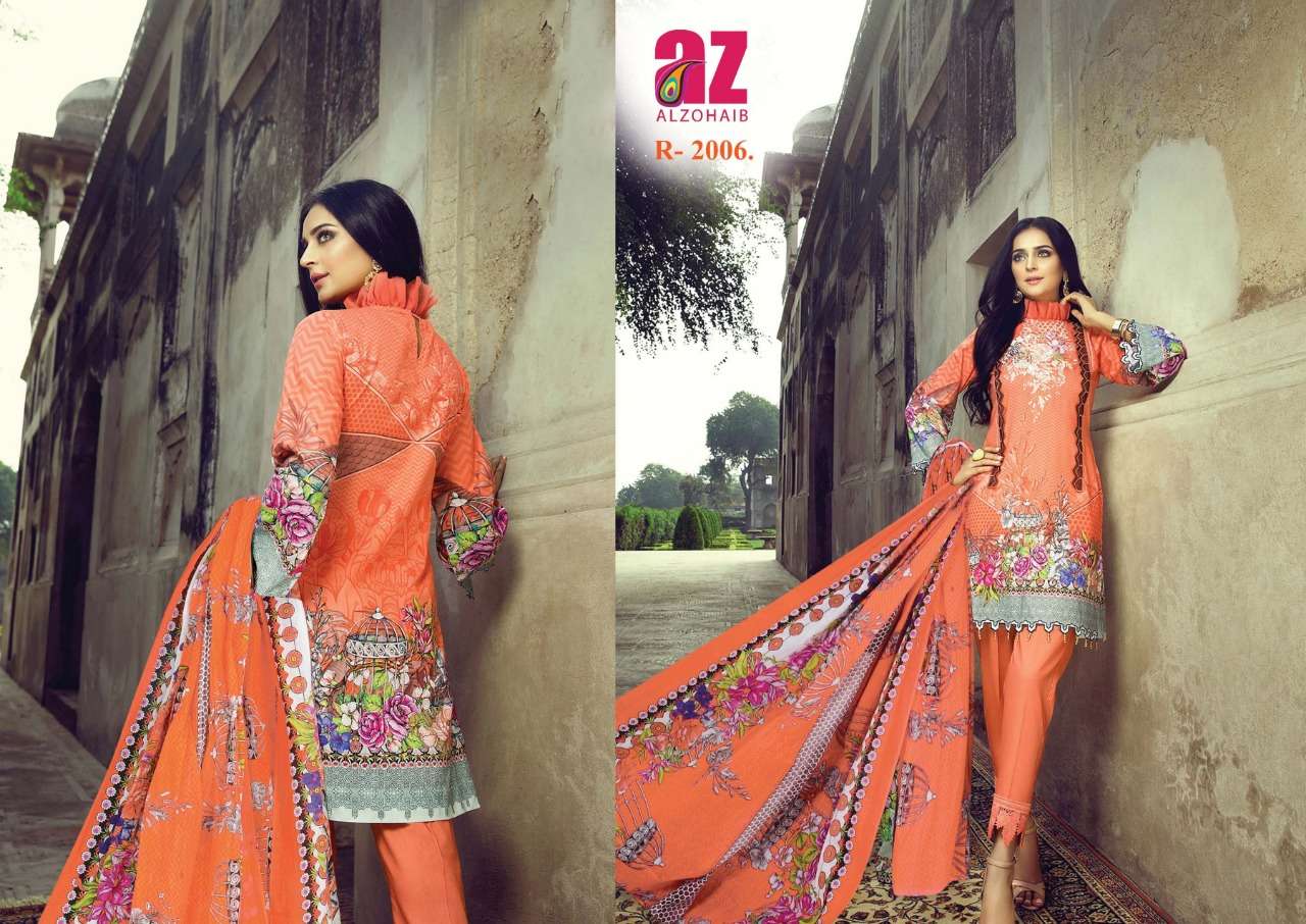 ROOHI VOL-2 BY ALZOHAIB 2001 TO 2010 SERIES BEAUTIFUL STYLISH SHARARA SUITS FANCY COLORFUL CASUAL WEAR & ETHNIC WEAR & READY TO WEAR HEAVY COTTON PRINTED DRESSES AT WHOLESALE PRICE