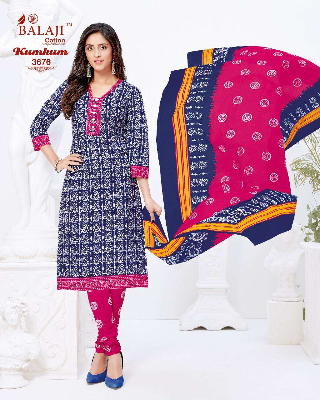KUMKUM VOL-24 BY BALAJI COTTON 3871 TO 3890 SERIES BEAUTIFUL STYLISH SHARARA SUITS FANCY COLORFUL CASUAL WEAR & ETHNIC WEAR & READY TO WEAR HEAVY COTTON PRINTED DRESSES AT WHOLESALE PRICE
