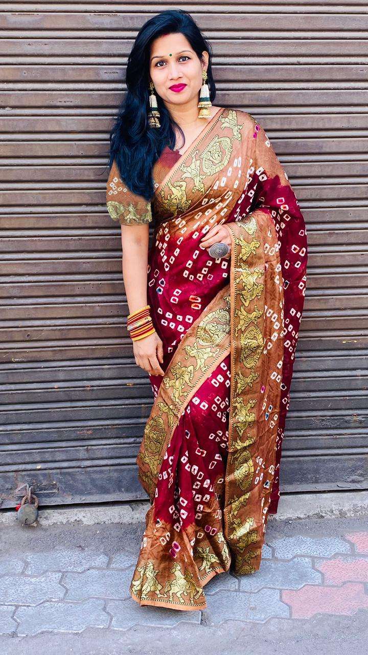 Bandhani party wear saree best sale