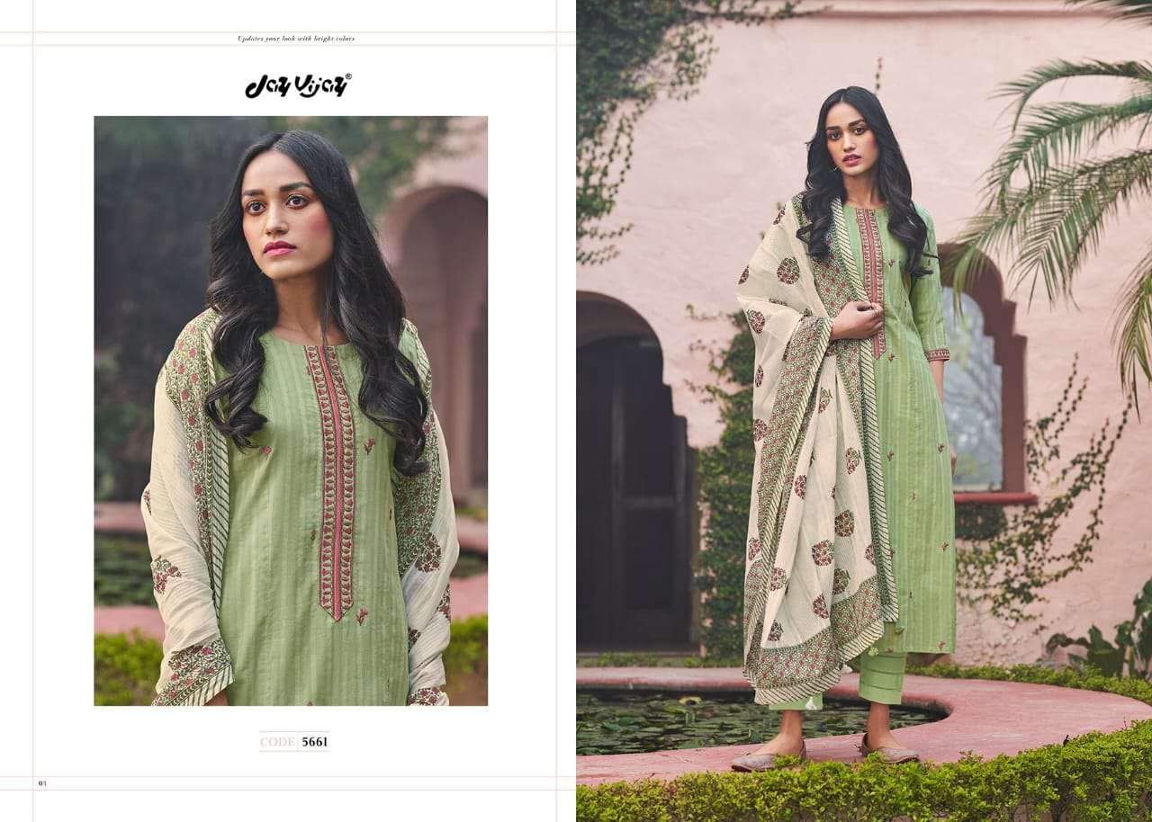 SUMMER RAGE BY JAY VIJAY PRINTS 5661 TO 5670 SERIES BEAUTIFUL SUITS COLORFUL STYLISH FANCY CASUAL WEAR & ETHNIC WEAR PURE COTTON EMBROIDERED DRESSES AT WHOLESALE PRICE