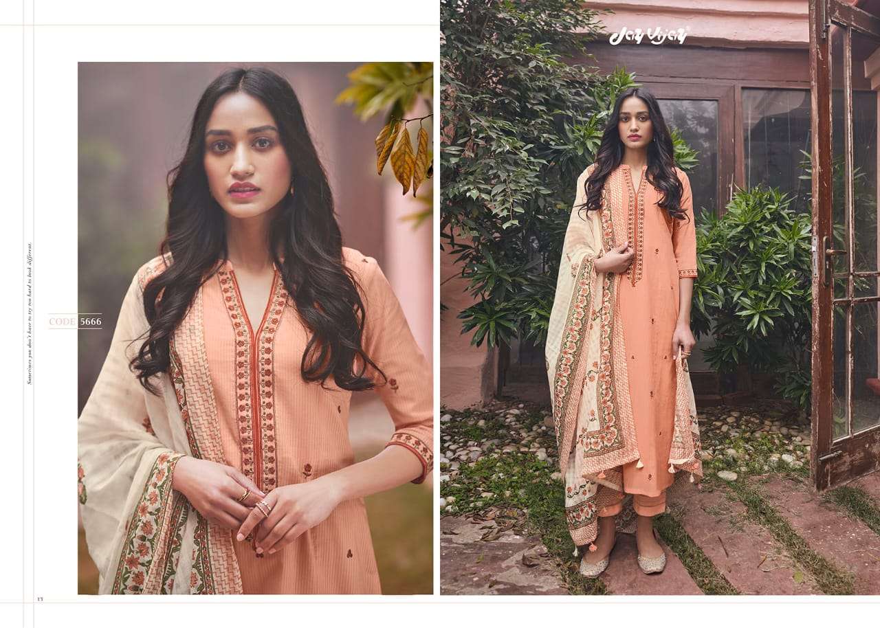 SUMMER RAGE BY JAY VIJAY PRINTS 5661 TO 5670 SERIES BEAUTIFUL SUITS COLORFUL STYLISH FANCY CASUAL WEAR & ETHNIC WEAR PURE COTTON EMBROIDERED DRESSES AT WHOLESALE PRICE
