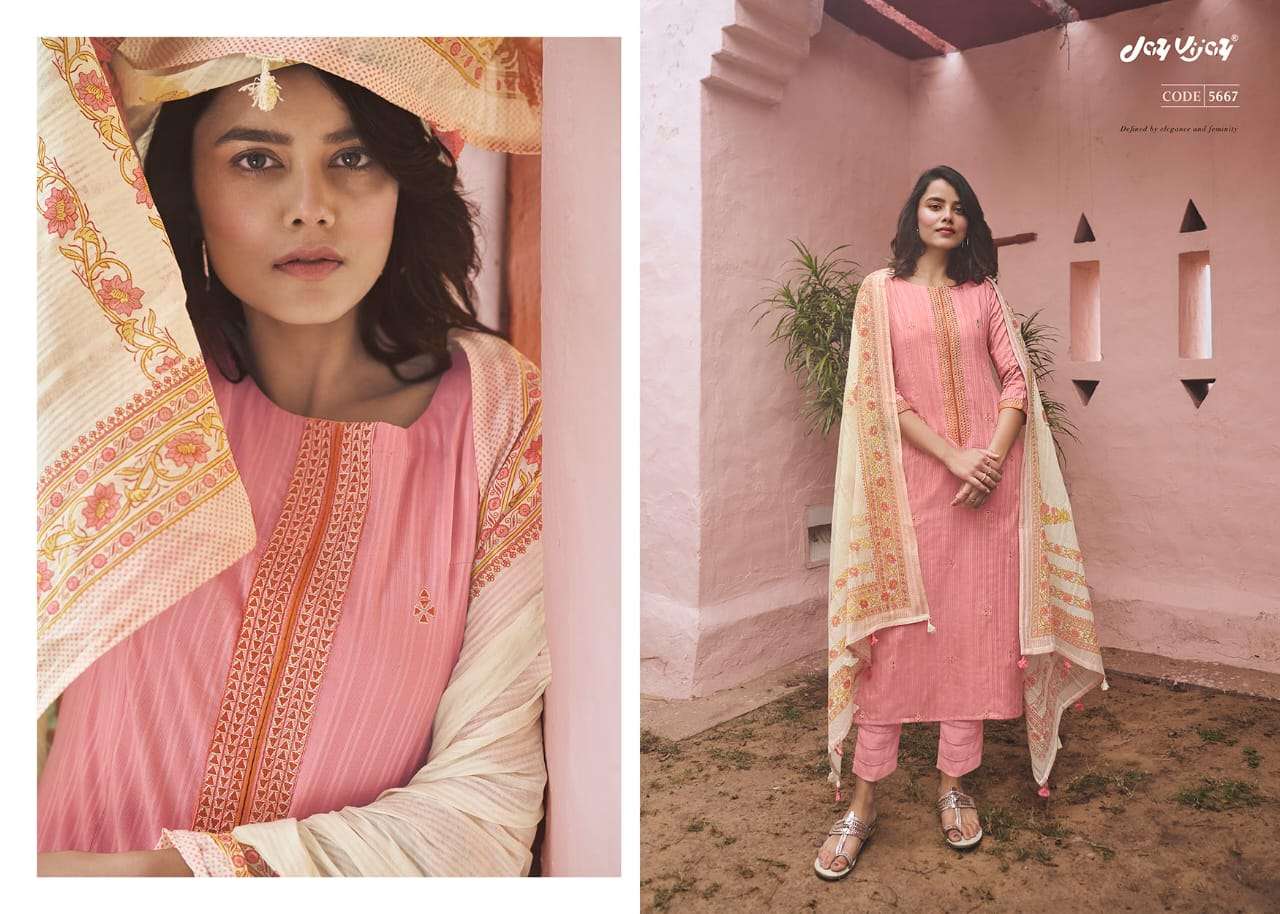 SUMMER RAGE BY JAY VIJAY PRINTS 5661 TO 5670 SERIES BEAUTIFUL SUITS COLORFUL STYLISH FANCY CASUAL WEAR & ETHNIC WEAR PURE COTTON EMBROIDERED DRESSES AT WHOLESALE PRICE