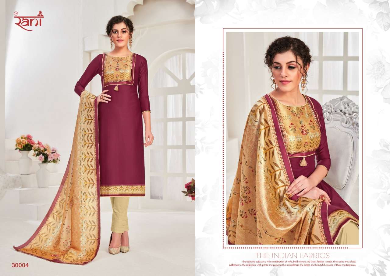 SPANISH VOL-10 BY RANI FASHION 30001 TO 30010 SERIES BEAUTIFUL STYLISH SHARARA SUITS FANCY COLORFUL CASUAL WEAR & ETHNIC WEAR & READY TO WEAR COTTON SATIN PRINTED DRESSES AT WHOLESALE PRICE