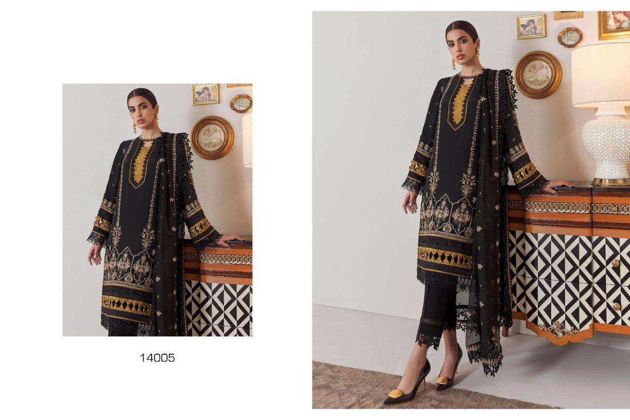 MEHROZE VOL-2 BY RAWAYAT 14004 TO 14009 SERIES PAKISTANI STYLISH BEAUTIFUL COLOURFUL PRINTED & EMBROIDERED PARTY WEAR & OCCASIONAL WEAR PURE COTTON LAWN EMBROIDERED DRESSES AT WHOLESALE PRICE