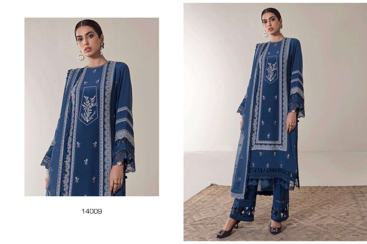 MEHROZE VOL-2 BY RAWAYAT 14004 TO 14009 SERIES PAKISTANI STYLISH BEAUTIFUL COLOURFUL PRINTED & EMBROIDERED PARTY WEAR & OCCASIONAL WEAR PURE COTTON LAWN EMBROIDERED DRESSES AT WHOLESALE PRICE