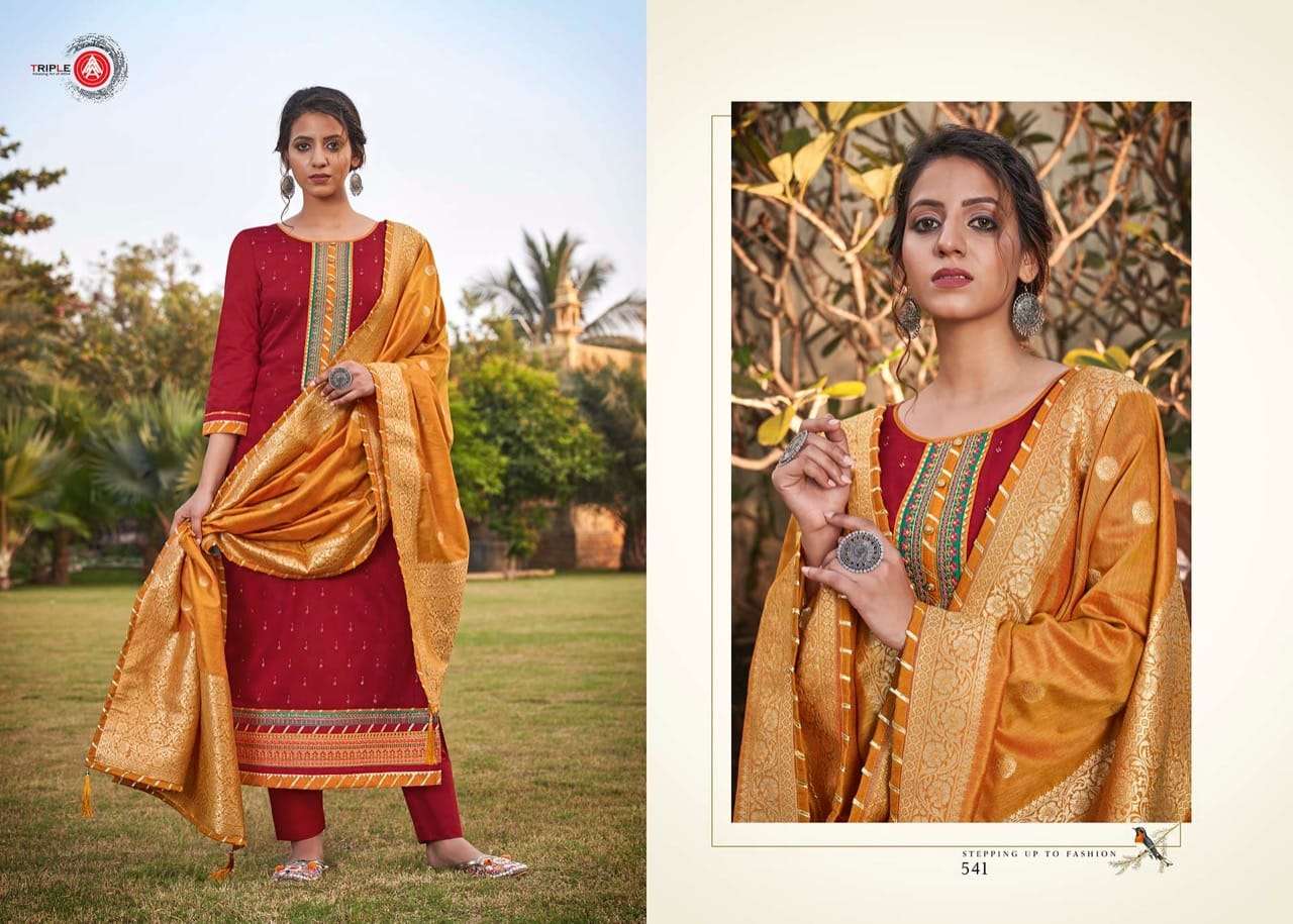 KASTURI VOL-5 BY TRIPLE AAA 541 TO 546 SERIES BEAUTIFUL STYLISH FANCY COLORFUL CASUAL WEAR & ETHNIC WEAR & READY TO WEAR JAM SILK DRESSES AT WHOLESALE PRICE