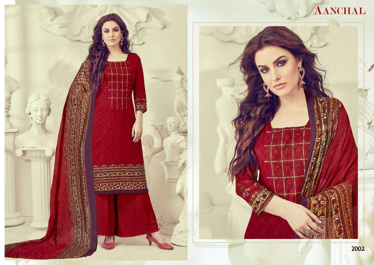 MASTANI VOL-2 BY AANCHAL 2001 TO 2008 SERIES BEAUTIFUL STYLISH SHARARA SUITS FANCY COLORFUL CASUAL WEAR & ETHNIC WEAR & READY TO WEAR CAMBRIC COTTON PRINT WITH EMBROIDERY DRESSES AT WHOLESALE PRICE