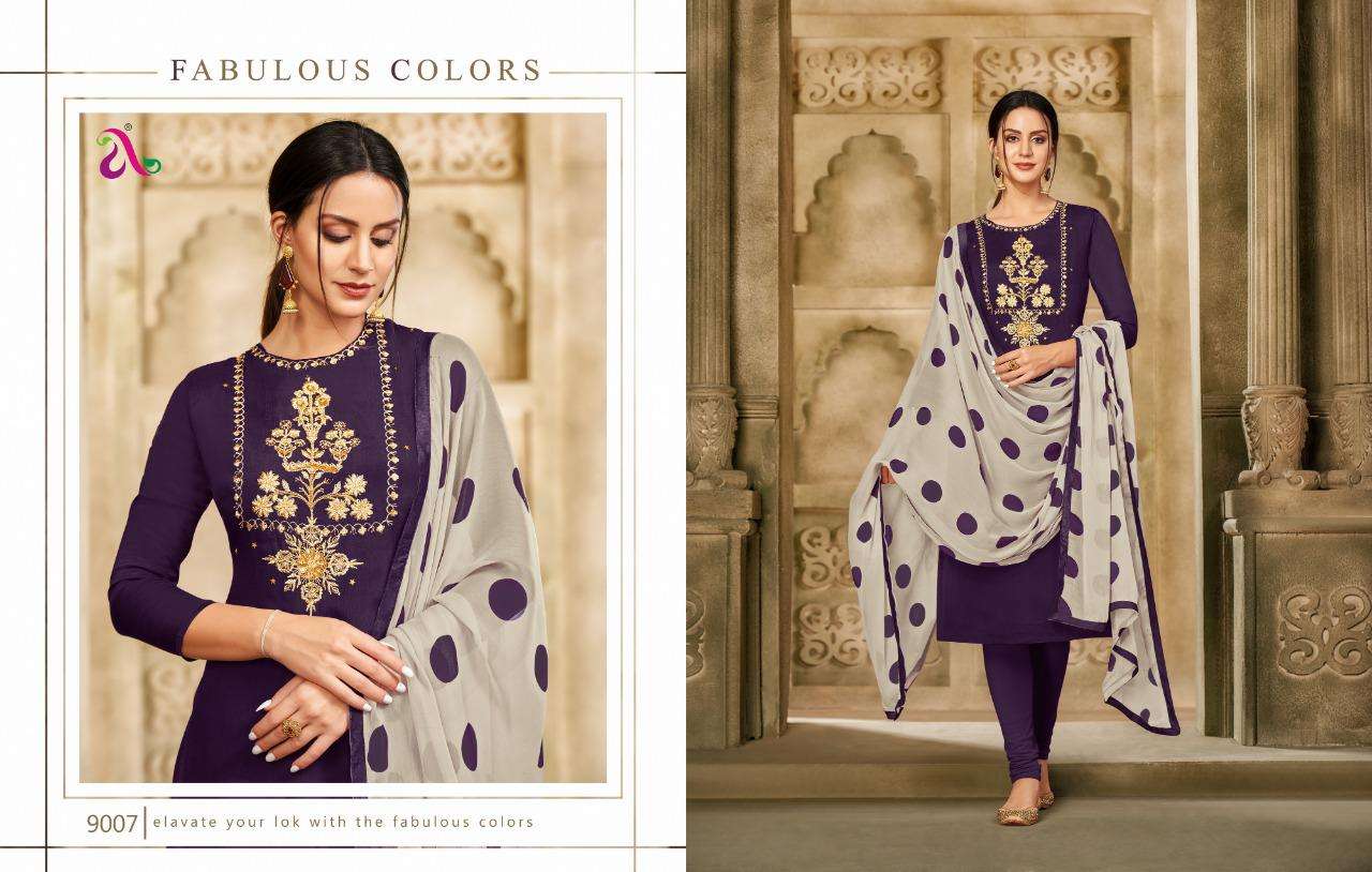 DAIRY MILK VOL-33 BY ANGROOP PLUS 9000 TO 9015 SERIES BEAUTIFUL STYLISH FANCY COLORFUL CASUAL WEAR & ETHNIC WEAR CHANDERI COTTON DRESSES AT WHOLESALE PRICE