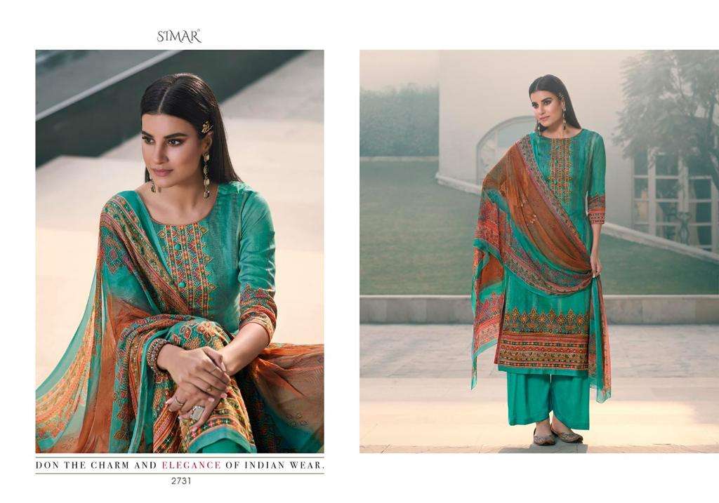 ELA BY GLOSSY 2727 TO 2734 SERIES BEAUTIFUL SUITS COLORFUL STYLISH FANCY CASUAL WEAR & ETHNIC WEAR PURE JAM SATIN DIGITAL PRINT WITH EMBROIDERY WORK DRESSES AT WHOLESALE PRICE