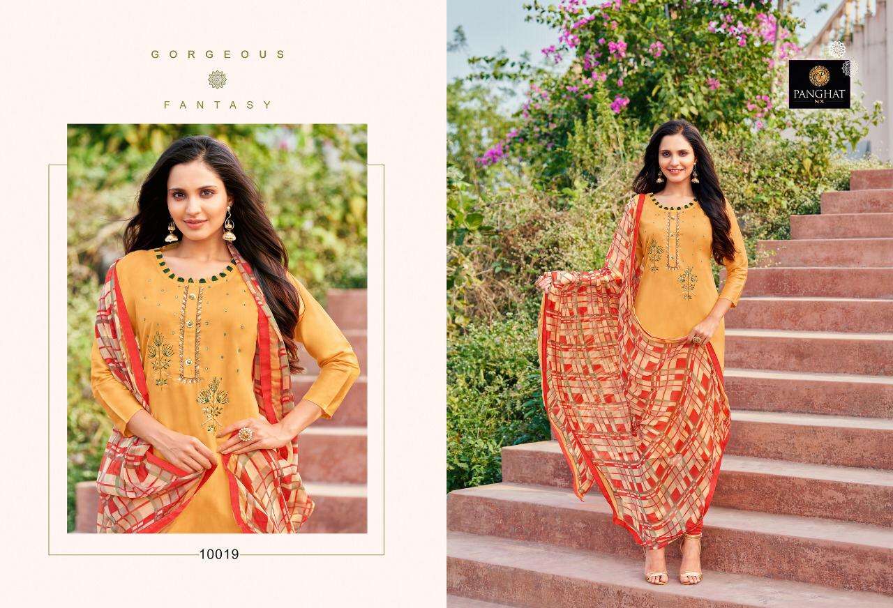 PANKHUDI VOL-2 BY PANGHAT NX 10008 TO 10019 SERIES BEAUTIFUL STYLISH SUITS FANCY COLORFUL CASUAL WEAR & ETHNIC WEAR & READY TO WEAR MODAL COTTON WITH EMBROIDERY DRESSES AT WHOLESALE PRICE