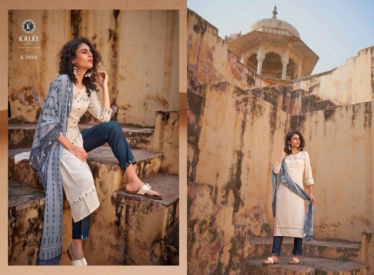 GLACE BY KALKI 18001 TO 18006 SERIES BEAUTIFUL SUITS COLORFUL STYLISH FANCY CASUAL WEAR & ETHNIC WEAR PURE RAYON EMBROIDERED DRESSES AT WHOLESALE PRICE